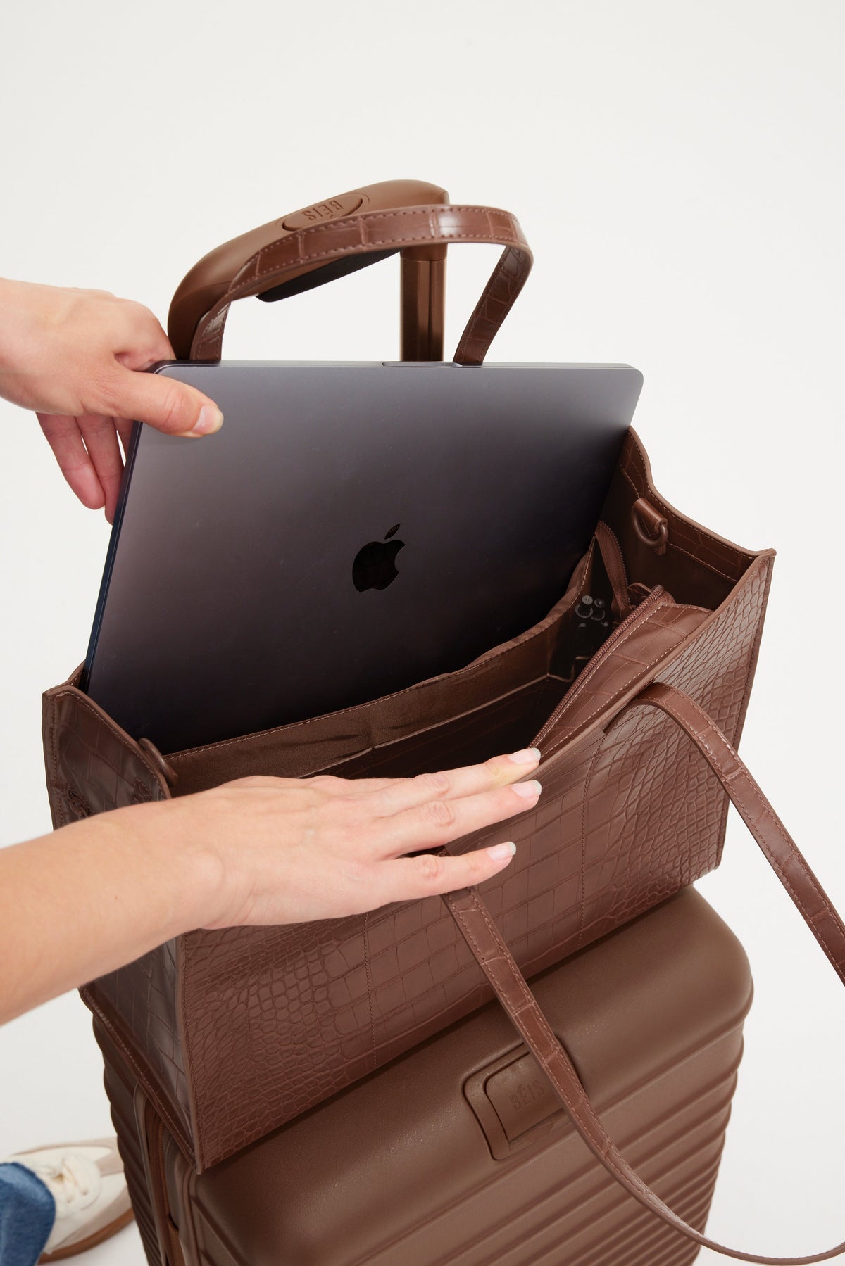The Work Tote in Maple Croc